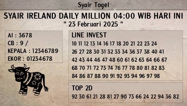 Prediksi Ireland Daily Million 04:00 WIB