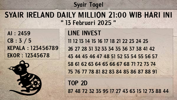 Prediksi Ireland Daily Million 21:00 WIB