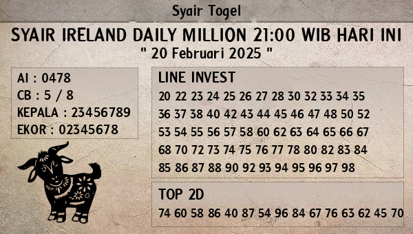 Prediksi Ireland Daily Million 21:00 WIB