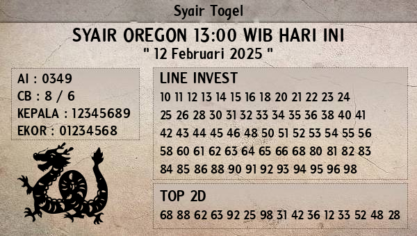 Prediksi Oregon 13:00 WIB