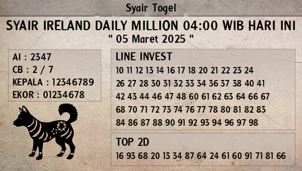 Prediksi Ireland Daily Million 04:00 WIB