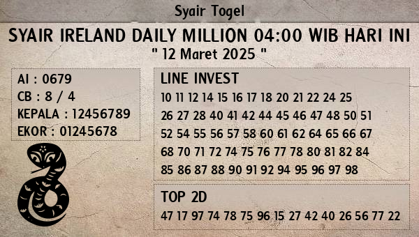 Prediksi Ireland Daily Million 04:00 WIB