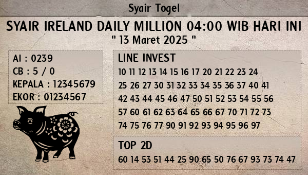 Prediksi Ireland Daily Million 04:00 WIB