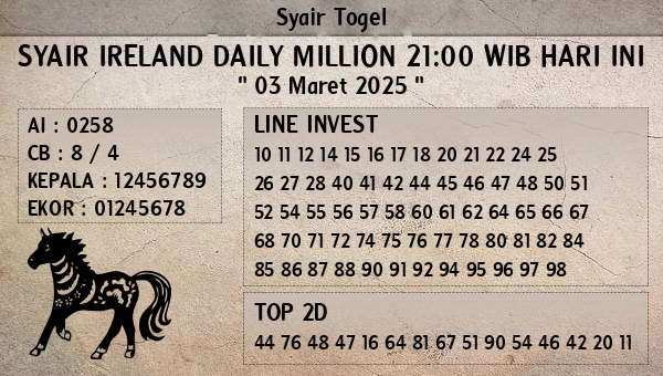 Prediksi Ireland Daily Million 21:00 WIB