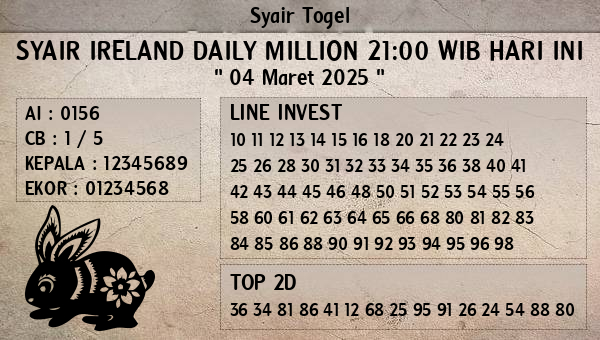 Prediksi Ireland Daily Million 21:00 WIB