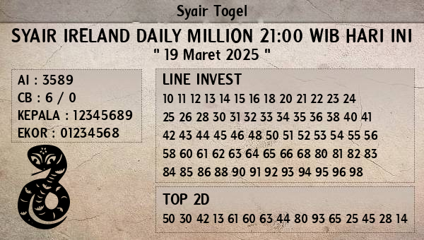 Prediksi Ireland Daily Million 21:00 WIB