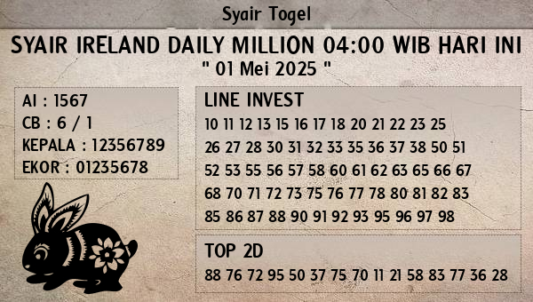 Prediksi Ireland Daily Million 04:00 WIB