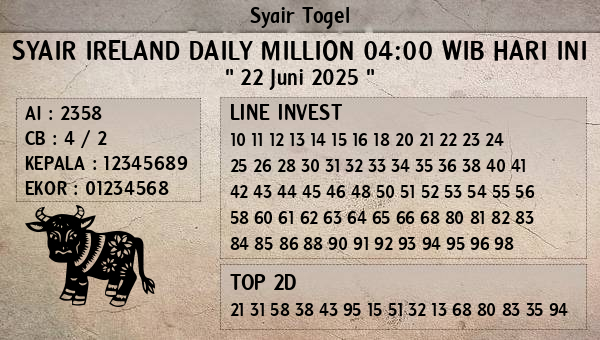 Prediksi Ireland Daily Million 04:00 WIB
