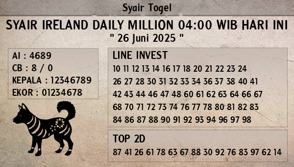 Prediksi Ireland Daily Million 04:00 WIB