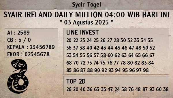 Prediksi Ireland Daily Million 04:00 WIB