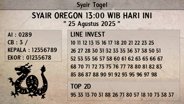 Prediksi Oregon 13:00 WIB