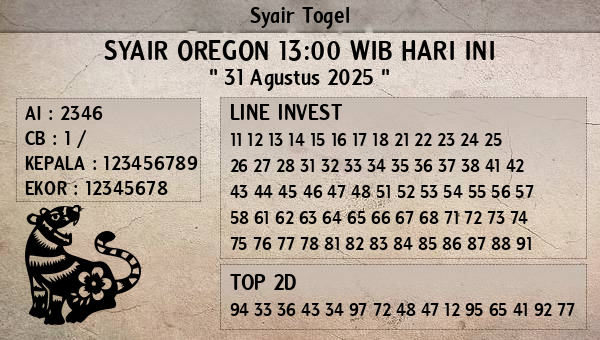 Prediksi Oregon 13:00 WIB