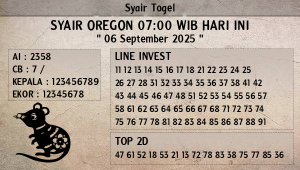 Prediksi Oregon 07:00 WIB