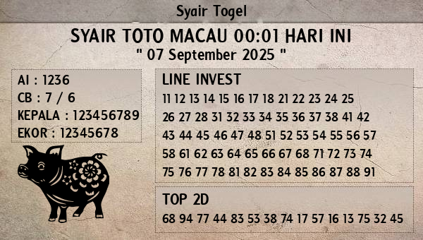 Prediksi Toto Macau 00:01