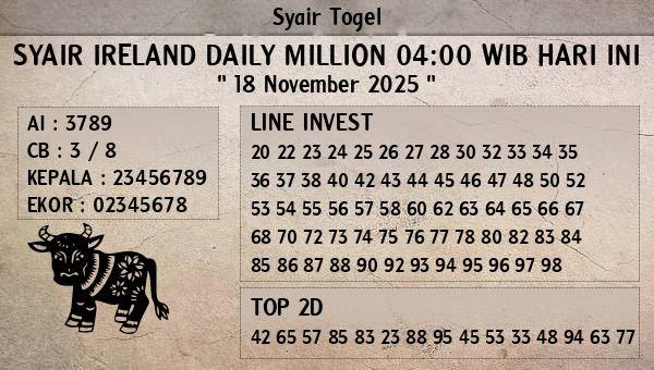Prediksi Ireland Daily Million 04:00 WIB