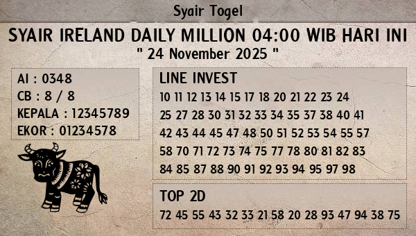 Prediksi Ireland Daily Million 04:00 WIB