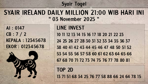 Prediksi Ireland Daily Million 21:00 WIB