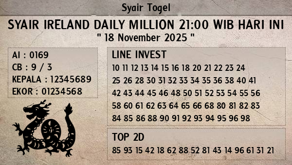 Prediksi Ireland Daily Million 21:00 WIB