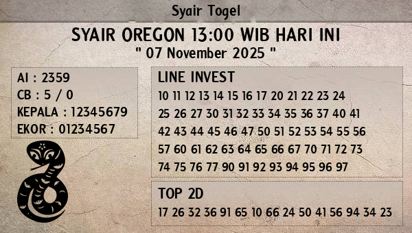 Prediksi Oregon 13:00 WIB