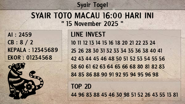 Prediksi Toto Macau 16:00