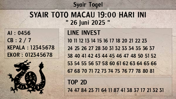 Prediksi Toto Macau 19:00